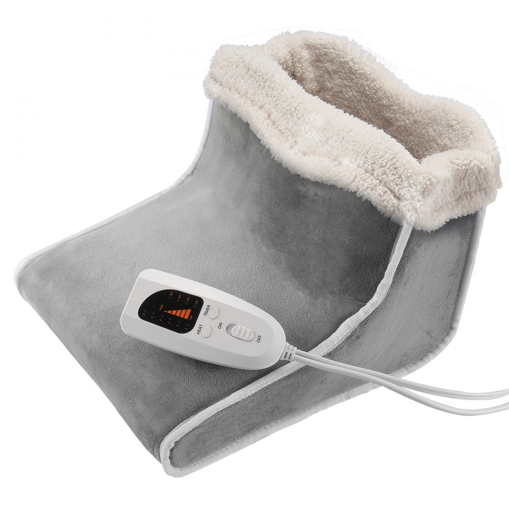 VEVOR Calentador de pies eléctrico, almohadilla térmica de doble cara para pies, zapatillas con calefacción de 6 niveles, calentador de pies con temporizador y apagado automático, botas calefactables de franela ultra suave, lavables, regalo cálido para mujeres y hombres