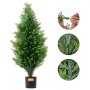 VEVOR Artificial Topiary Cedar Tree, 91.4 cm Tall (2 Pieces), with Extra Leaves and Pot, Artificial Evergreen Pine Cypress Plant, UV-Protected Artificial Greenery Set