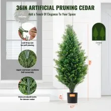 VEVOR Árboles Topiarios Artificiales de Cedro 300 x 300 x 900 mm 2 uds Verde