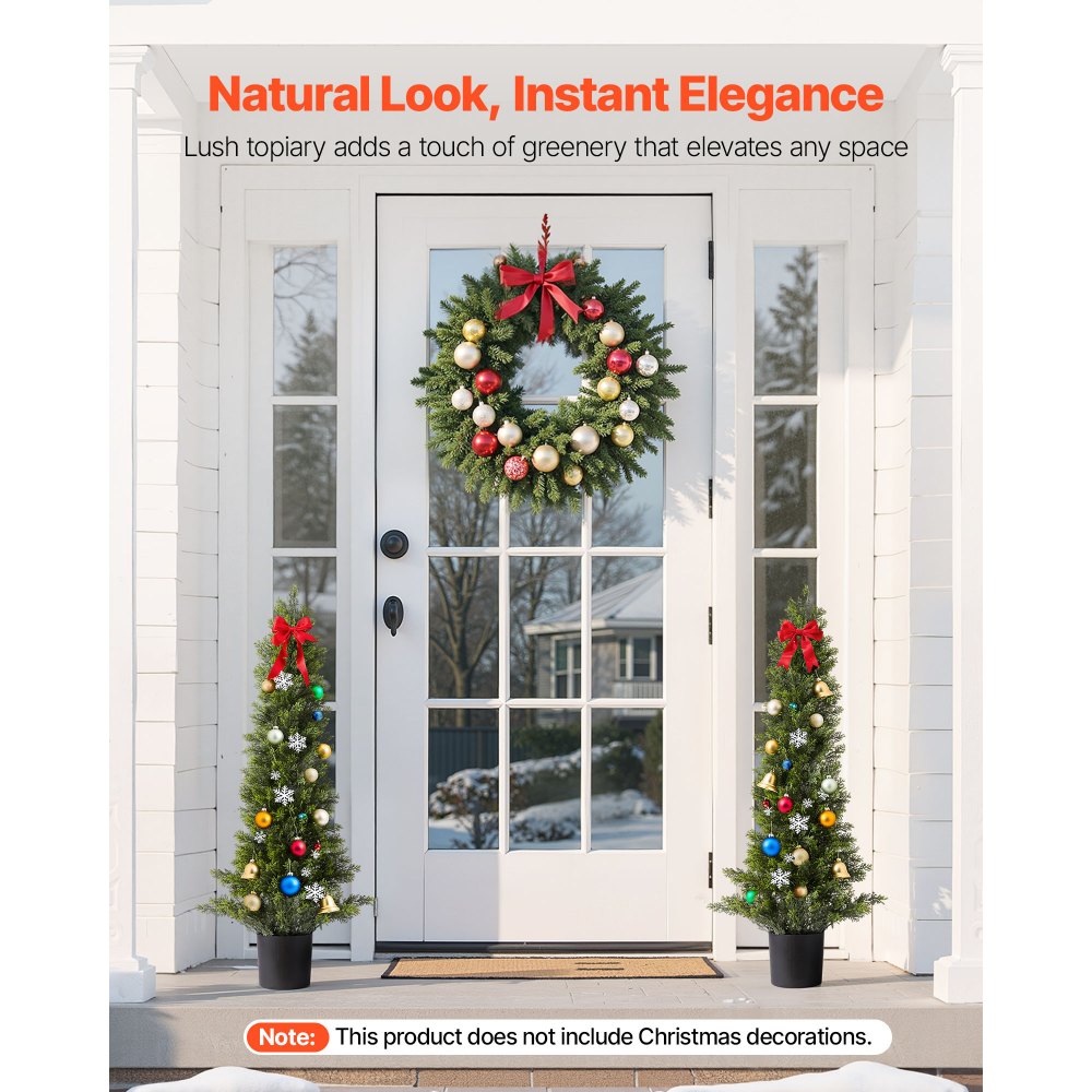 VEVOR Topiario Artificial de Cedro 250 x 914 mm 2 Piezas, Planta de Pino Artificial Hoja de Polietileno, Maceta de Árbol Verde Falso para Decorar Porches, Patios, Jardines, Balcones, Oficinas