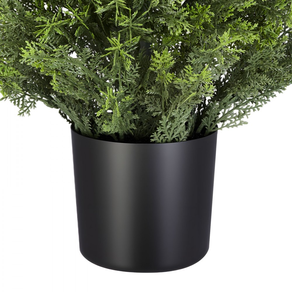 VEVOR Topiario Artificial de Cedro 250 x 914 mm 2 Piezas, Planta de Pino Artificial Hoja de Polietileno, Maceta de Árbol Verde Falso para Decorar Porches, Patios, Jardines, Balcones, Oficinas