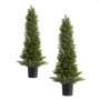 VEVOR Topiario Artificial de Cedro 250 x 914 mm 2 Piezas, Planta de Pino Artificial Hoja de Polietileno, Maceta de Árbol Verde Falso para Decorar Porches, Patios, Jardines, Balcones, Oficinas