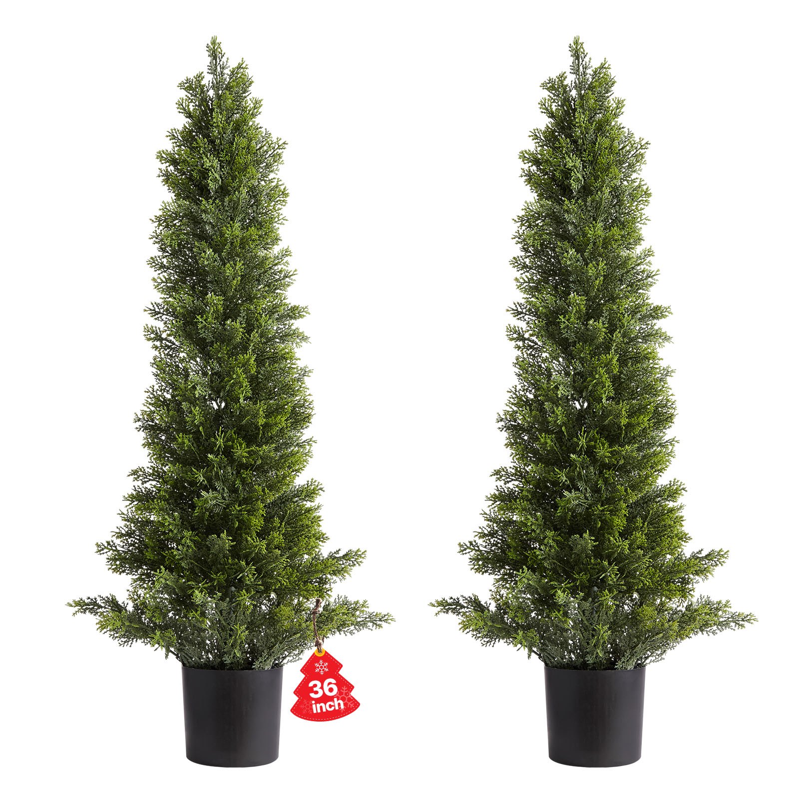 VEVOR Topiario Artificial de Cedro 250 x 914 mm 2 Piezas, Planta de Pino Artificial Hoja de Polietileno, Maceta de Árbol Verde Falso para Decorar Porches, Patios, Jardines, Balcones, Oficinas