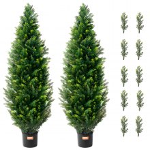 VEVOR Árbol Topiario de Cedro Artificial 2 Piezas con Hojas Adicionales y Maceta, Planta de Pino Ciprés Artificial Hoja Perenne, con Clasificación UV para Decoración del Hogar, 380 x 380 x 1230 mm