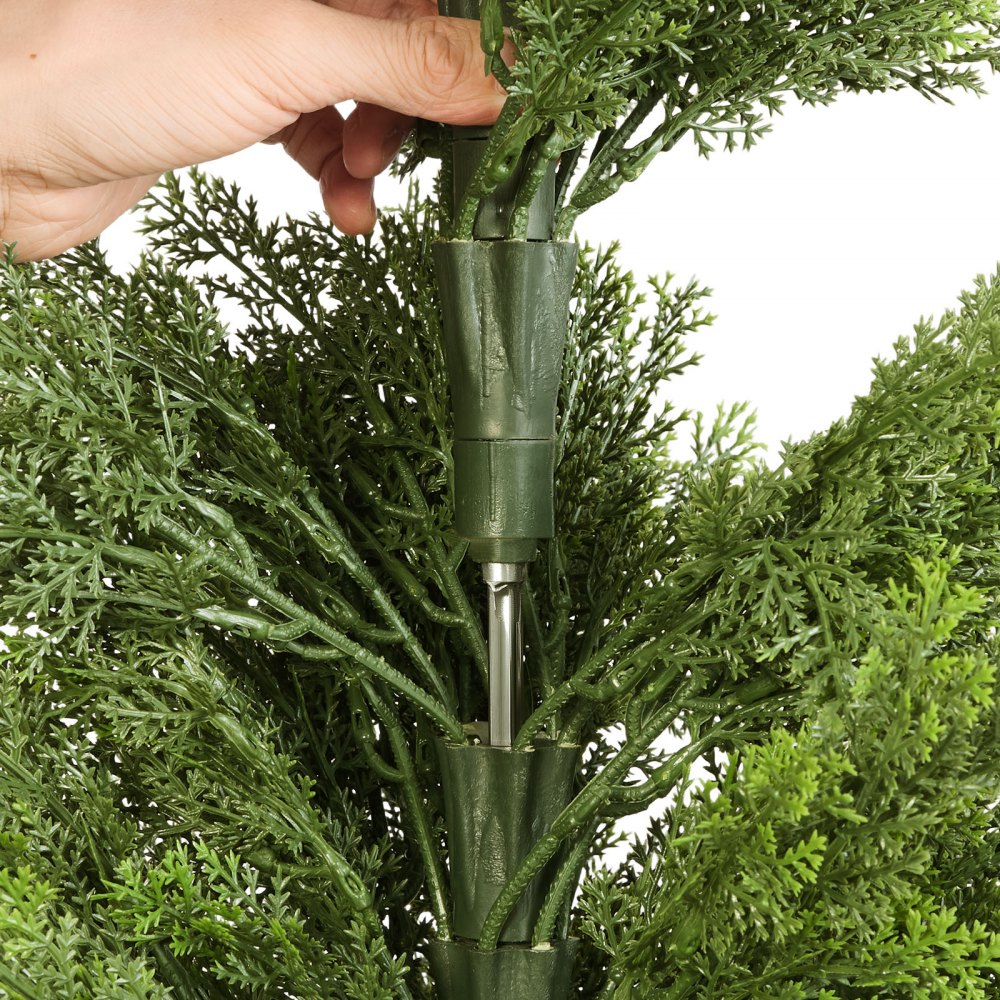 VEVOR Topiario Artificial de Cedro 300 x 1219 mm 2 Piezas, Planta de Pino Artificial Hoja de Polietileno, Maceta de Árbol Verde Falso para Decorar Porches, Patios, Jardines, Balcones, Oficinas