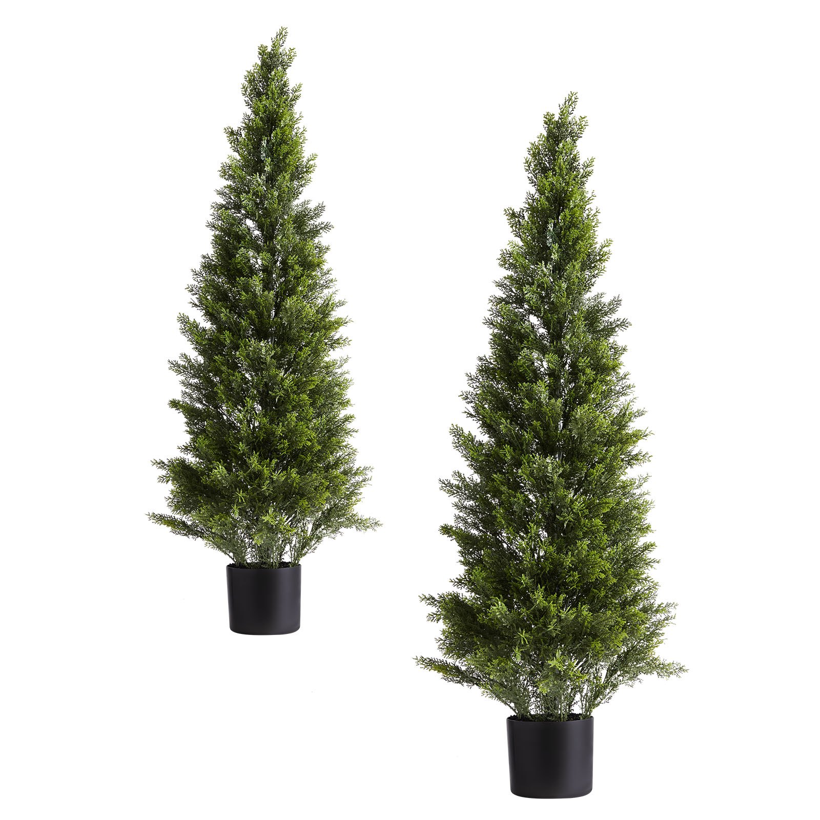 VEVOR Topiario Artificial de Cedro 300 x 1219 mm 2 Piezas, Planta de Pino Artificial Hoja de Polietileno, Maceta de Árbol Verde Falso para Decorar Porches, Patios, Jardines, Balcones, Oficinas