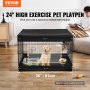 VEVOR Parque Plegable de Metal para Perros 4 Paneles con Cubierta, Almohadilla