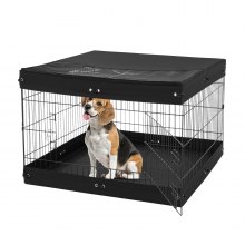 VEVOR Parque Plegable de Metal para Perros 4 Paneles con Cubierta, Almohadilla