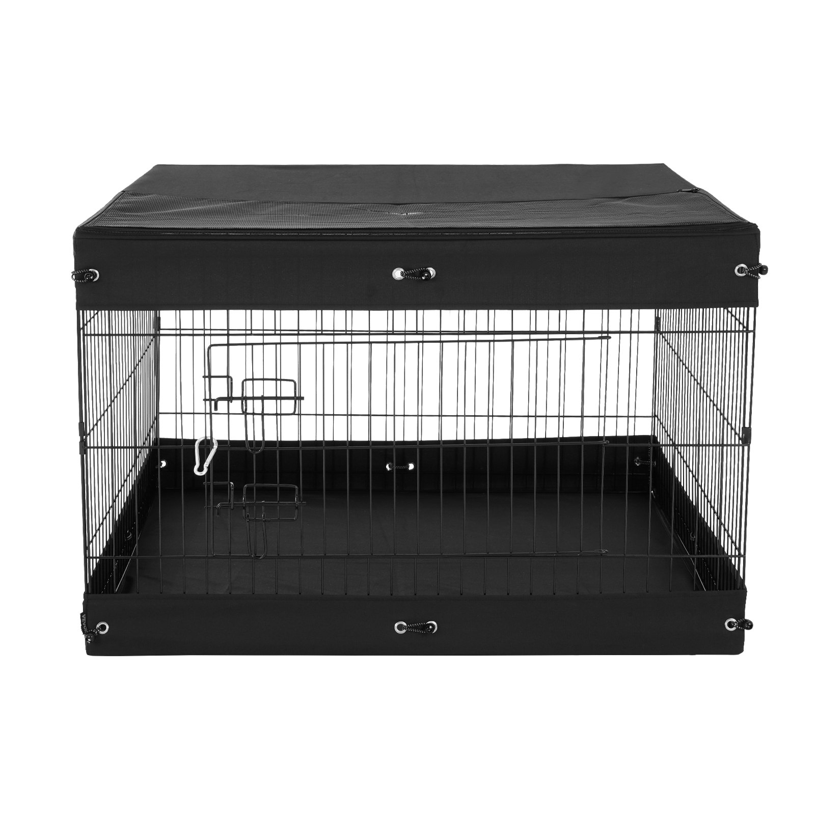 VEVOR Parque de Juegos para Perros 4 Paneles de 610 x 910 mm, Corral de Ejercicios de Metal Plegable con Puerta y Cubierta Superior y Almohadilla Inferior para Perros, Gatos y Otros Animales Pequeños