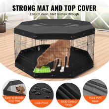 VEVOR Parque Plegable de Metal para Perros 8 Paneles con Cubierta, Almohadilla