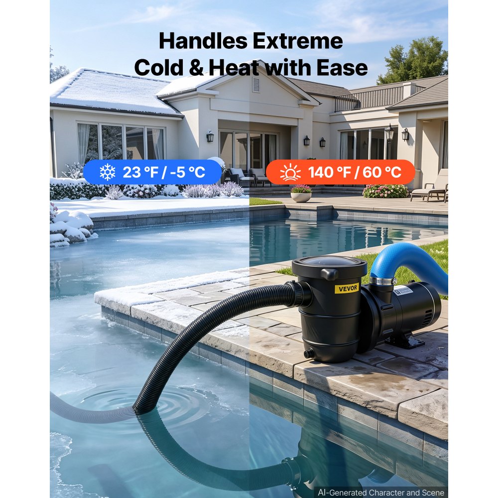 VEVOR Suction Hose 25 mm x 25 m Heavy Duty PVC Suction Pump Hose Assembly, for Swimming Pools Trash Pump, Water Transfer, High Pressure Resistance, Weather-Proof & Burst-Resistant, with Clamps, Black
