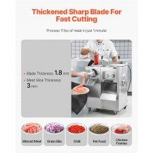 VEVOR Picadora de Carne Eléctrica Rebanadora 14 lbs/min 565 x 550 x 880 mm Plata