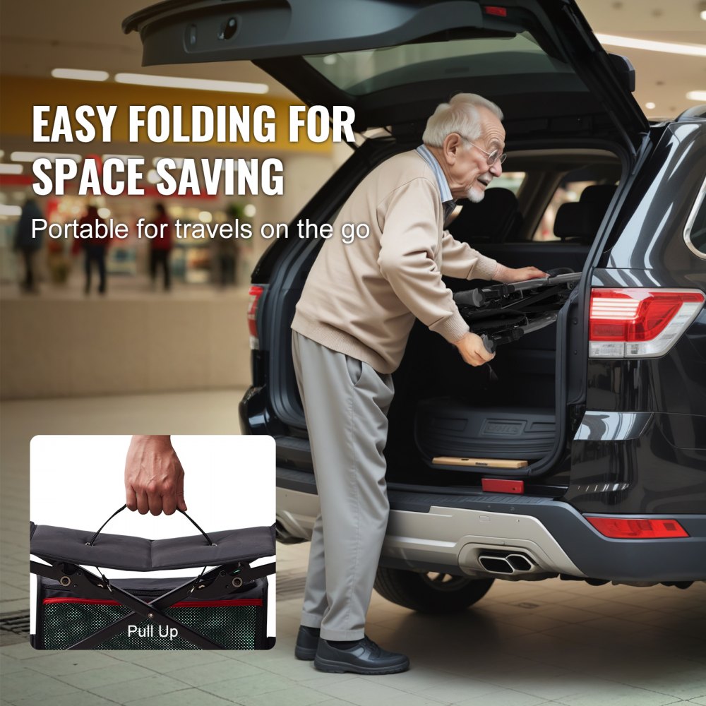 VEVOR Andador con Ruedas Plegable para Personas Mayores y Adultos, Andador con Ruedas de Aluminio Liviano con Asiento y Mango Ajustable, Andador de 4 Ruedas con Bolsa de Almacenamiento Espaciosa