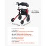 VEVOR Andador para Ancianos con Ruedas de PU, Asiento Soporta 136 kg, Silla de Transporte Aleación de Aluminio Plegable 3 Pliegues, Reposabrazos Ajustable para Personas Mayores Exterior Paseos Compras