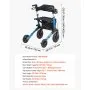 VEVOR Andador para Ancianos de 3 Pliegues, Aleación de Aluminio con Ruedas de PU, Asiento Soporta 136 kg, Silla de Transporte Plegable, Reposabrazos Ajustable para Paseos Personas Mayores y Exterior