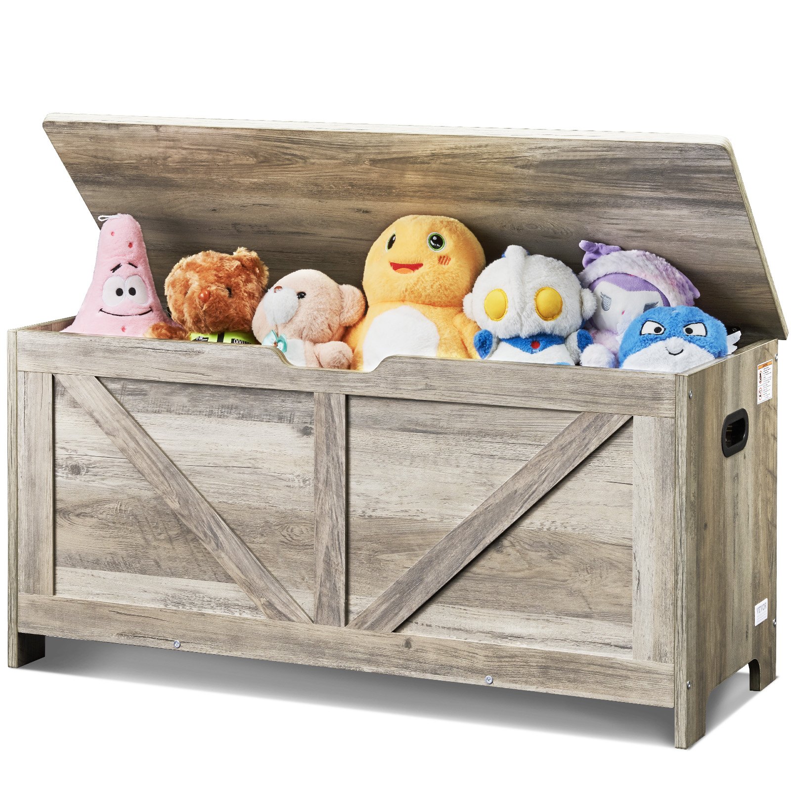 VEVOR Baúl de Juguetes de Madera para Niños 990 x 395 x 480 mm, Caja de Almacenamiento con Tapa Abatible y Bisagra de Seguridad, Banco Grande de Almacenamiento para Sala de Juegos, Dormitorio, Gris