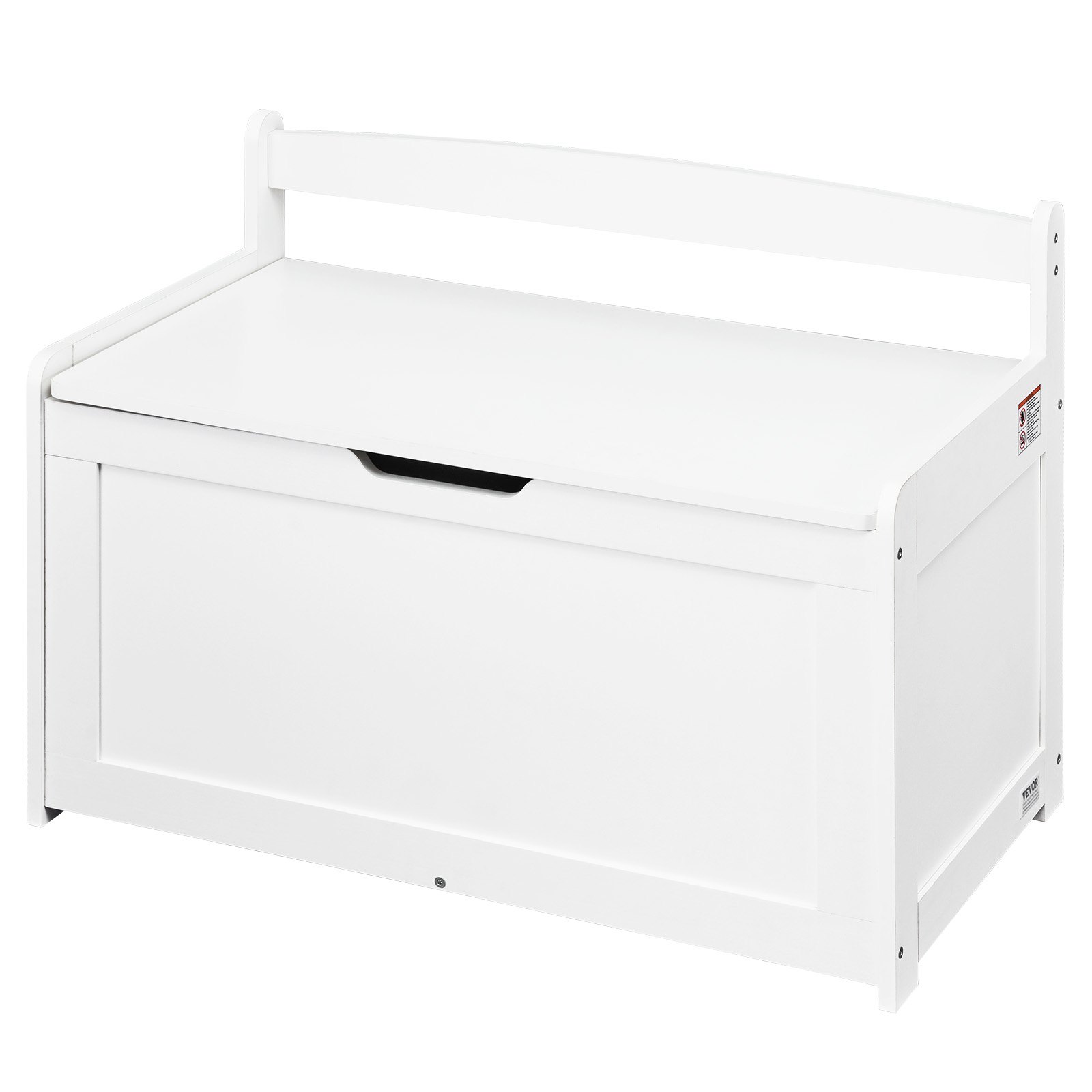 VEVOR Baúl de Juguetes de Madera para Niños 830 x 455 x 609 mm, Caja de Almacenamiento con Tapa Abatible y Bisagra de Seguridad, Banco de Almacenamiento para Sala de Juegos, Dormitorio, Blanco