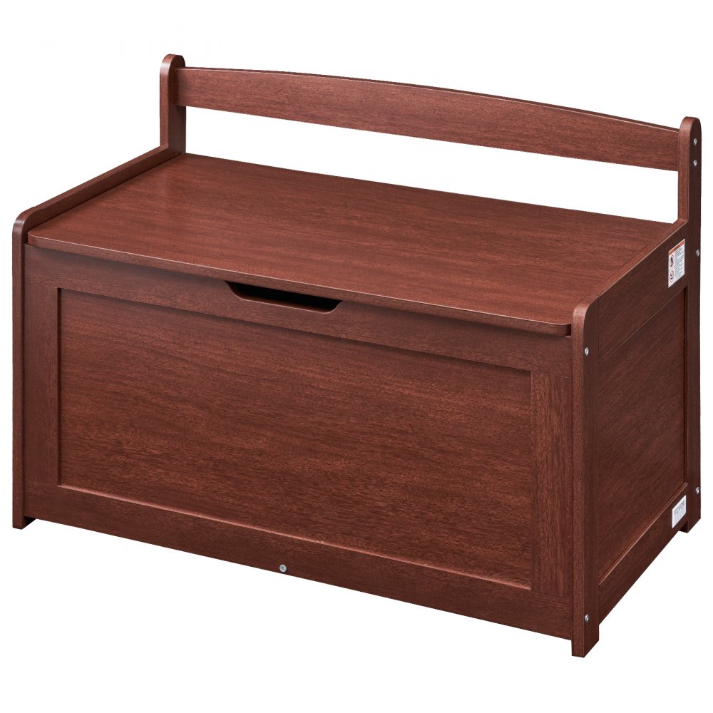 VEVOR Baúl de Juguetes de Madera para Niños 830 x 455 x 609 mm, Caja de Almacenamiento con Tapa Abatible y Bisagra de Seguridad, Banco Grande de Almacenamiento para Sala de Juegos, Dormitorio, Cerezo