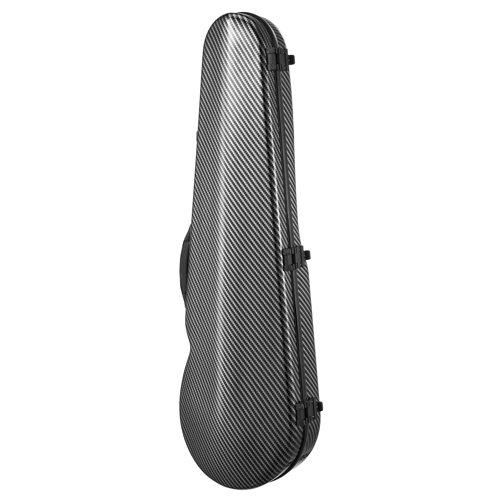 VEVOR Estuche para Violín 4/4 de Tamaño Completo, Estuche para Violín Triangular de Fibra de Carbono Compuesta con Higrómetro Integrado, Forro de Felpa, Correas Dobles para el Hombro, Negro