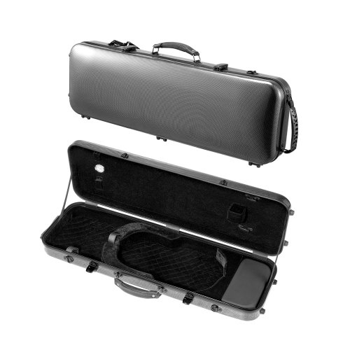 VEVOR Estuche para Violín 4/4 de Tamaño Completo, Estuche para Violín Rectangular Antiarañazo 77 x 25 x 13 cm de Fibra de Carbono Compuesta con Forro de Felpa, Correas Dobles para el Hombro, Negro