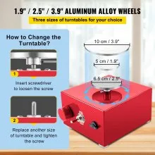 VEVOR Torno Alfarero Máquina Eléctrica de Cerámica Torno Ceramica Portátil 30 W 220 V Velocidad 0-2000 Rpm Máquina de Rueda de Cerámica Ajustable Roja