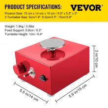 VEVOR Torno Alfarero Máquina Eléctrica de Cerámica Torno Ceramica Portátil 30 W 220 V Velocidad 0-2000 Rpm Máquina de Rueda de Cerámica Ajustable Roja