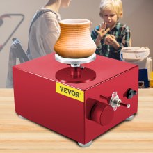 VEVOR Torno Alfarero Máquina Eléctrica de Cerámica Torno Ceramica Portátil 30 W 220 V Velocidad 0-2000 Rpm Máquina de Rueda de Cerámica Ajustable Roja