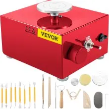VEVOR Torno Alfarero Máquina Eléctrica de Cerámica Torno Ceramica Portátil 30 W 220 V Velocidad 0-2000 Rpm Máquina de Rueda de Cerámica Ajustable Roja