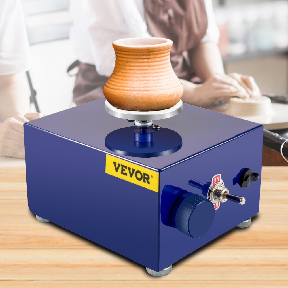 VEVOR Torno Alfarero Máquina Eléctrica de Cerámica Torno Ceramica Portátil 30 W 220 V Velocidad 0-2000 Rpm Máquina de Rueda de Cerámica Ajustable Azul