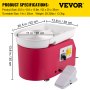 VEVOR Máquina Eléctrica de Cerámica 0-300r/min Máquina de Rueda de Cerámica 11Pulgadas de Tamaño del Tocadiscos Máquina de Formación de Cerámica para Principiante y Amante de Creación de Cerámica Rosa