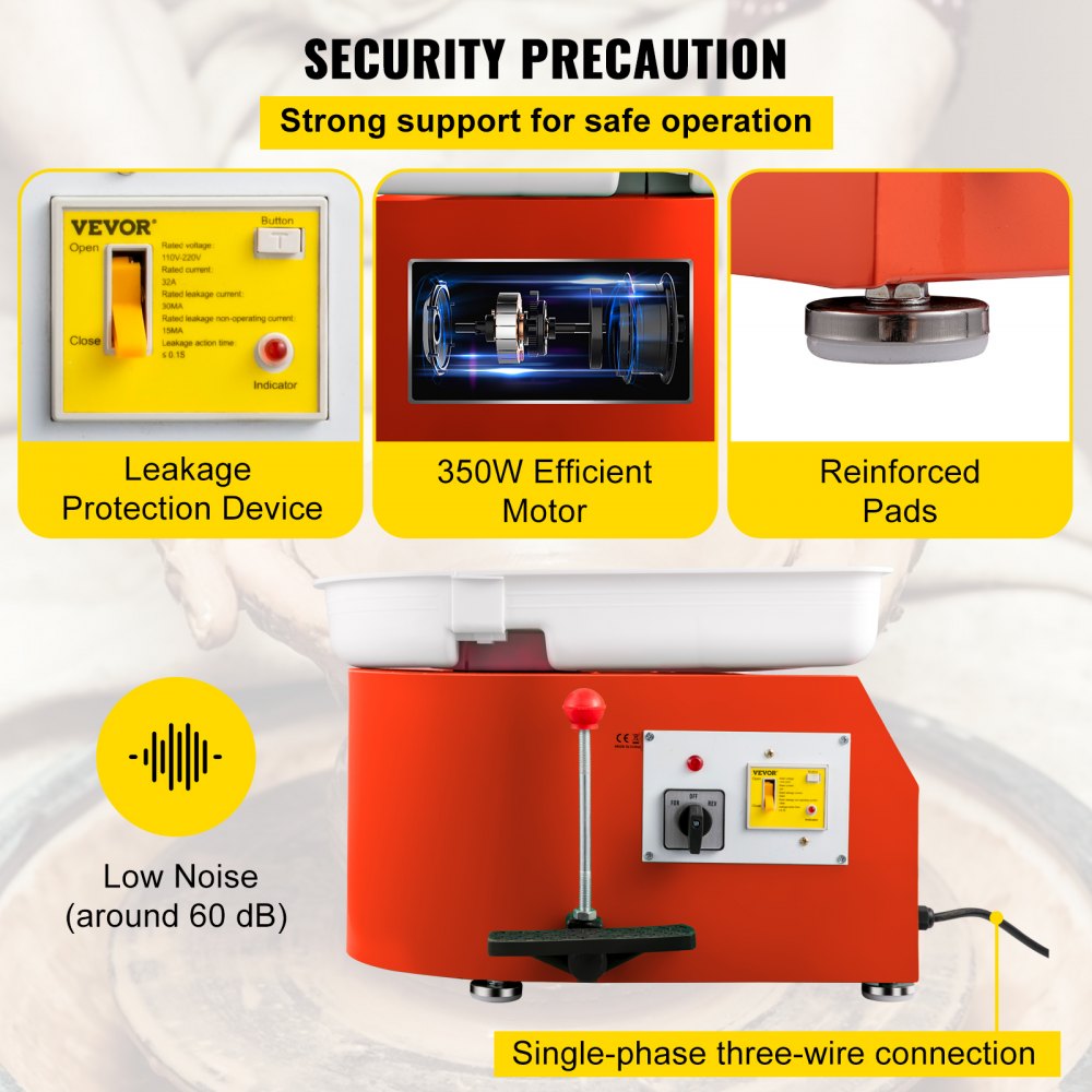 VEVOR Torno Alfarero Máquina de Rueda de Cerámica Eléctrica Torno Ceramica Eléctrica Máquina de Rueda de Cerámica 28cm Máquina Formación de Cerámica