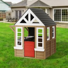 VEVOR Casa de Juegos de Madera para Niños con Puerta Ventana Lavabo Exterior