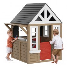 VEVOR Casa de Juegos de Madera para Niños con Puerta Ventana Lavabo Exterior