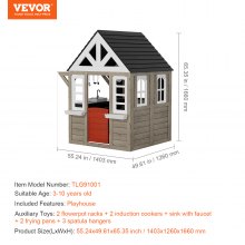 VEVOR Casa de Juegos de Madera para Niños con Puerta Ventana Lavabo Exterior