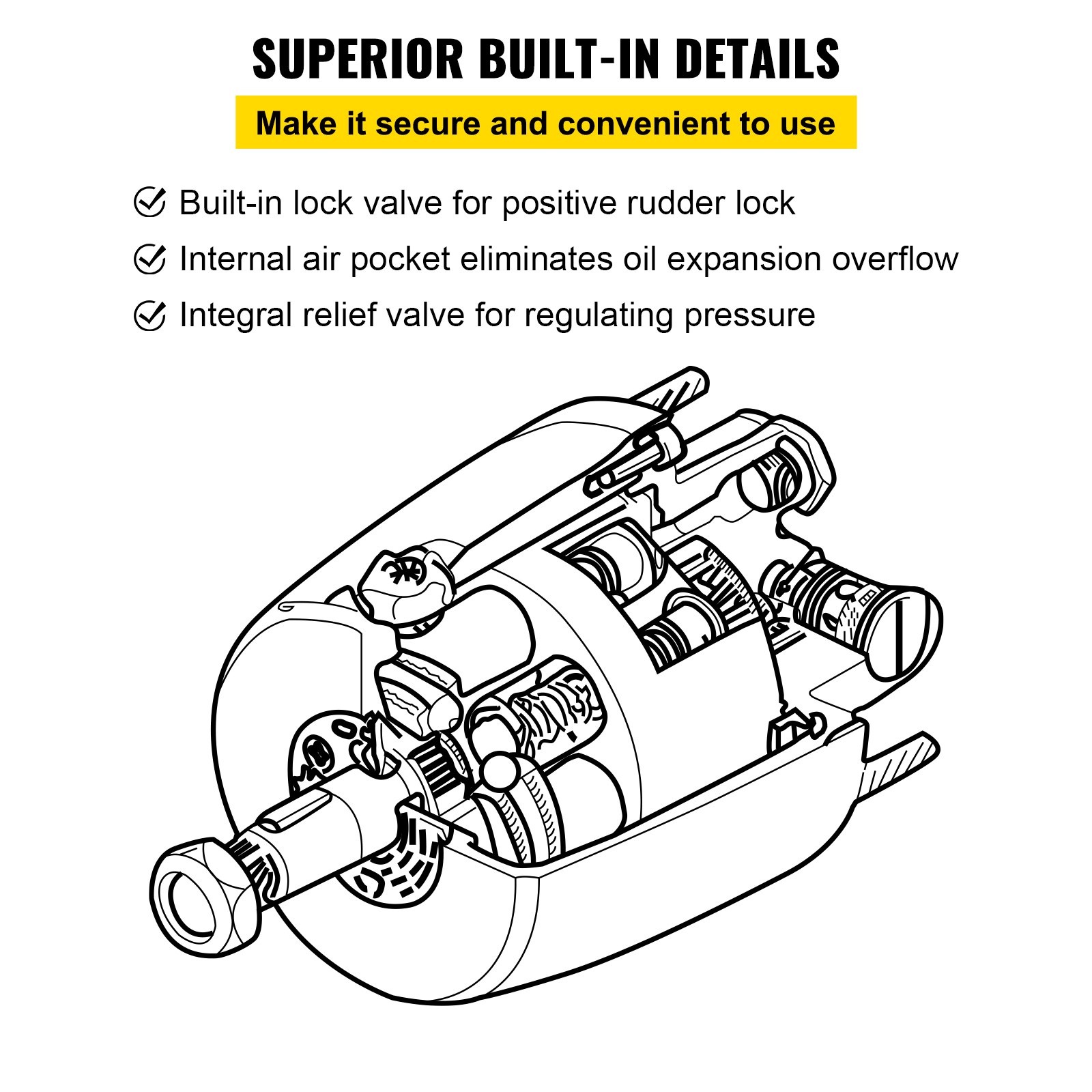 VEVOR Bomba de dirección hidráulica fueraborda de 300 HP, bomba hidráulica HH5271-3 para barcos, cruceros, runabouts