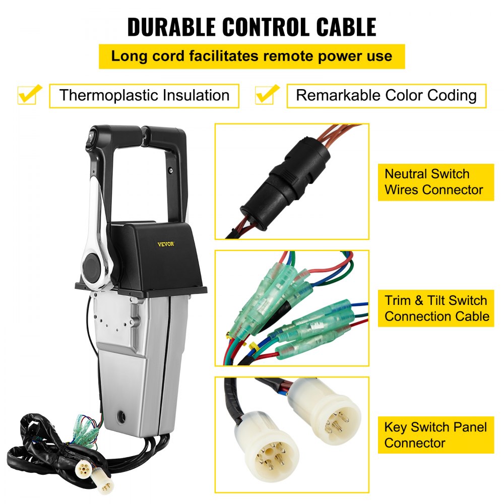 VEVOR Fueraborda Montaje Lateral, La Caja De Control Remoto Externo del Acelerador, La Caja De Control Remoto para Un Cable, Motor Fueraborda Motor Barco Caja de Control Remoto Número 704-48207-13