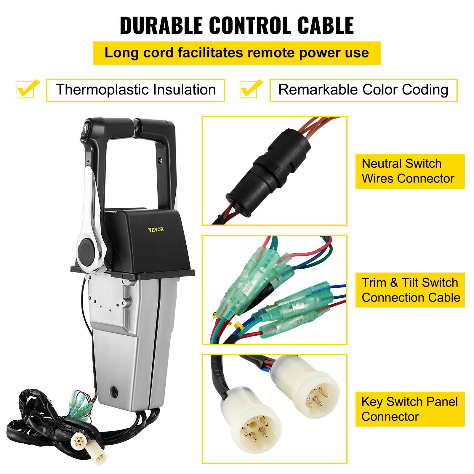 VEVOR Fueraborda Montaje Lateral, La Caja De Control Remoto Externo del Acelerador, La Caja De Control Remoto para Un Cable, Motor Fueraborda Motor Barco Caja de Control Remoto Número 704-48207-13