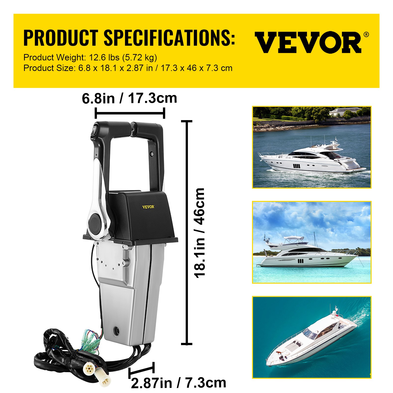 VEVOR Fueraborda Montaje Lateral, La Caja De Control Remoto Externo del Acelerador, La Caja De Control Remoto para Un Cable, Motor Fueraborda Motor Barco Caja de Control Remoto Número 704-48207-13