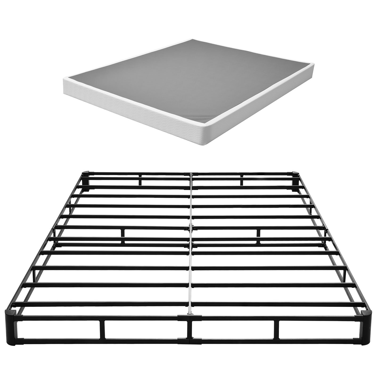 VEVOR Somier de 201 x 151,5 x 13 cm, Estructura de Metal Resistente, Base de Cama Capacidad Máxima de 1587,57 kg con Tela Lavable, 4 Esquinas Redondeados, para Hogar, Hoteles, Casas de Huéspedes