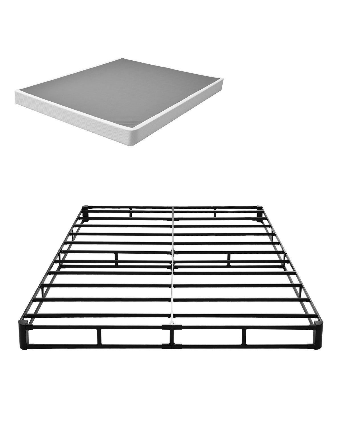 VEVOR Box Spring Queen Size Bed Frame with Washable Fabric Cover, Metal Frame for Queen Size Beds, Max. Weight Capacity of 1587 kg, 2010 x 1925 x 230 mm (without mattress)