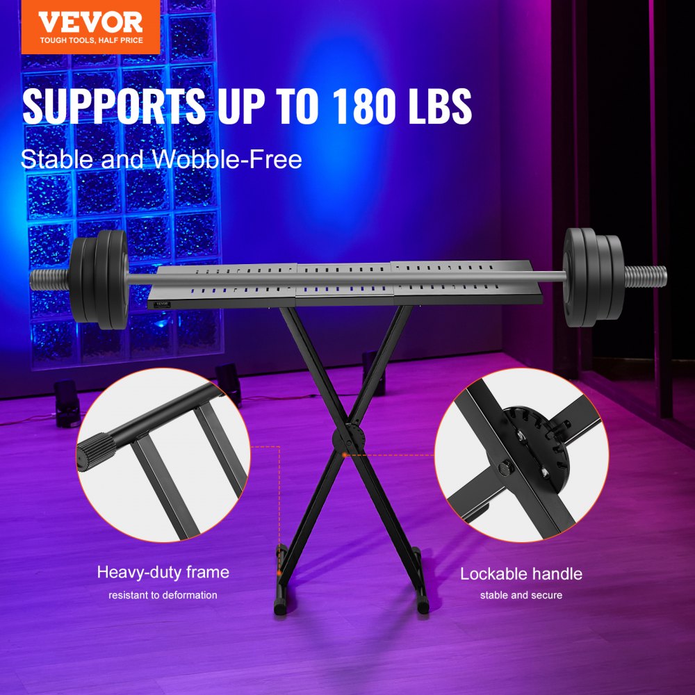 VEVOR Mesa para DJ con Soporte Portátil para Computadora Portátil y Controlador de DJ Cabina para DJ Altura Ajustable 460-850 mm Soporte para Teclado y Tablero Plegable en X para Mezclador de Audio