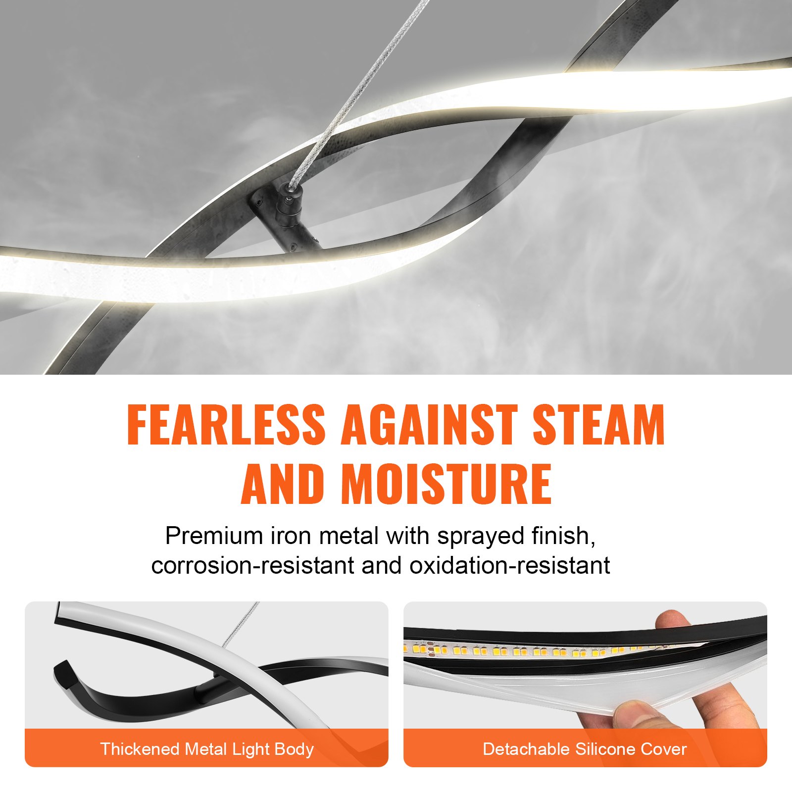 VEVOR Modern Chandelier Lights, 24 W, Dimmable LED Pendant Light with Remote Control, Silicone Lampshade, Adjustable Color Temperature 3000 K-6000 K, Ceiling Lamp for Kitchen and Dining Room