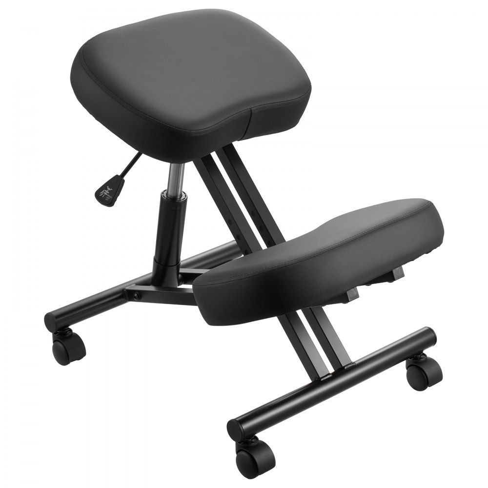 VEVOR Silla Ergonómica de Rodillas con Ruedas, Taburete para Rodillas Postura en Forma de X con Altura Ajustable y Cojines de Espuma Gruesa, Relajarse de Cuello y Espalda para Hogar, Oficina, Negro