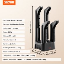 VEVOR Secador de Zapatos Plegable de 4 Tubos con Soplador de Calor, Temporizador