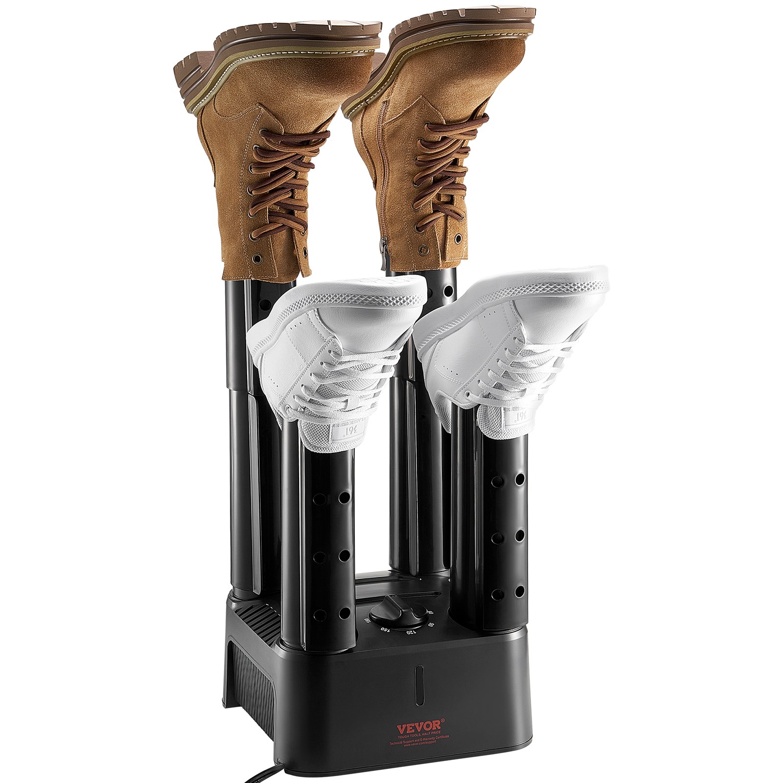 VEVOR 4-Tube Detachable Shoe Dryer Boot Dryer Heater with Timer