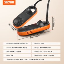 VEVOR Secador de Zapatos Portátil Desinfección Ultravioleta Negro y Naranja