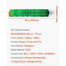 VEVOR Kit de red para cerca eléctrica, cerca de red de PE de 1,21 x 30,48 m con postes y estacas de doble púa, malla utilitaria portátil para pollos, patos, gansos, conejos, en patios, granjas