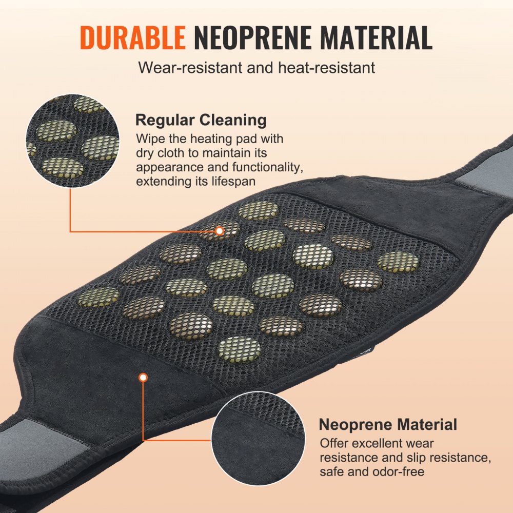 VEVOR Far Infrared Heating Pads, 10 Natural Jade and 10 Tourmaline Stone Heating Pads for Pain Relief, 103-159°F Infrared Heating Belt with 3-Level Vibration Massage for Waist, Lumbar Spine and Abdomen, Ideal Gift