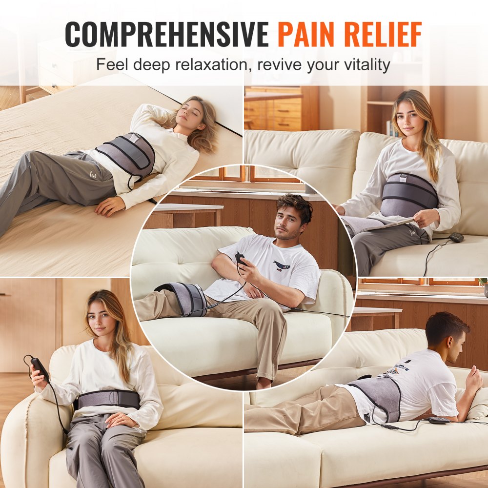 VEVOR Far Infrared Heating Pads, 10 Natural Jade and 10 Tourmaline Stone Heating Pads for Pain Relief, 103-159°F Infrared Heating Belt with 3-Level Vibration Massage for Waist, Lumbar Spine and Abdomen, Ideal Gift