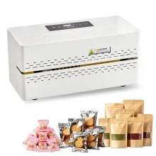 VEVOR Máquina de Sellado Continuo Ancho de Sellado 8-12 mm, Selladora Automática de Banda con Control Digital de Temperatura y Apagado Automático, Envasadora para Bolsas de Plástico 0,06-0,2 mm